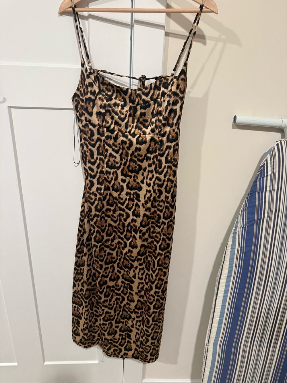 Leopard Print Midi Slip Dress in Brown